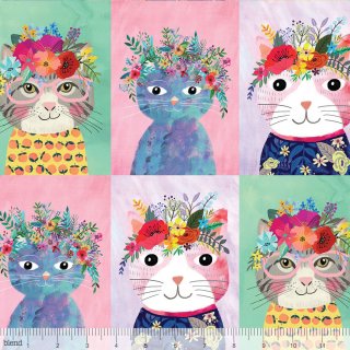 Floral Pets Blumen Blend Fabrics Floral Kitty Multi Katzen Mia Charro 129.101.02 Bilder