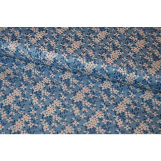 Tilda AppleButter Peggy Blue Quilt Collection Blumen Blau Restst&uuml;ck 60cm
