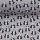 Baumwolldruckstoff Panda Bär Grau Reststück 2,20 Meter