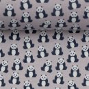 Baumwolldruckstoff Panda Bär Grau