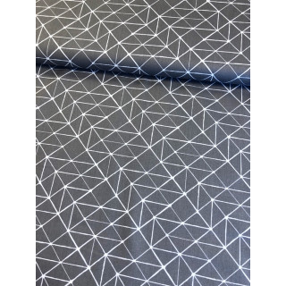 Baumwolldruckstoff Geometrische Linen Anthrazit Reststück 60cm