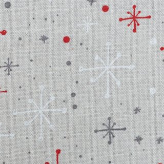 Canvas Leinenoptik Weihnachten Christmas Sterne Kristalle Rot Grau Taschenstoff