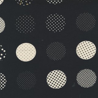 Canvas Sew Happy Big Dots Gold Metallic Black and White  Baumwollcanvas
