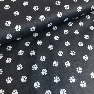 Baumwolldruckstoff Pfoten Tatzen Blau auf Blau Katze Hund