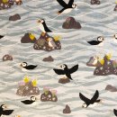 Puffin Bay - Puffin on the rocks - light grey - by Lewis & Irene