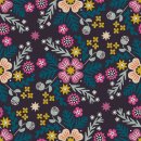 Pivot Black Canvas 100% Baumwolle Wildflower 30s and Retro Floral Funky - Ruby Star